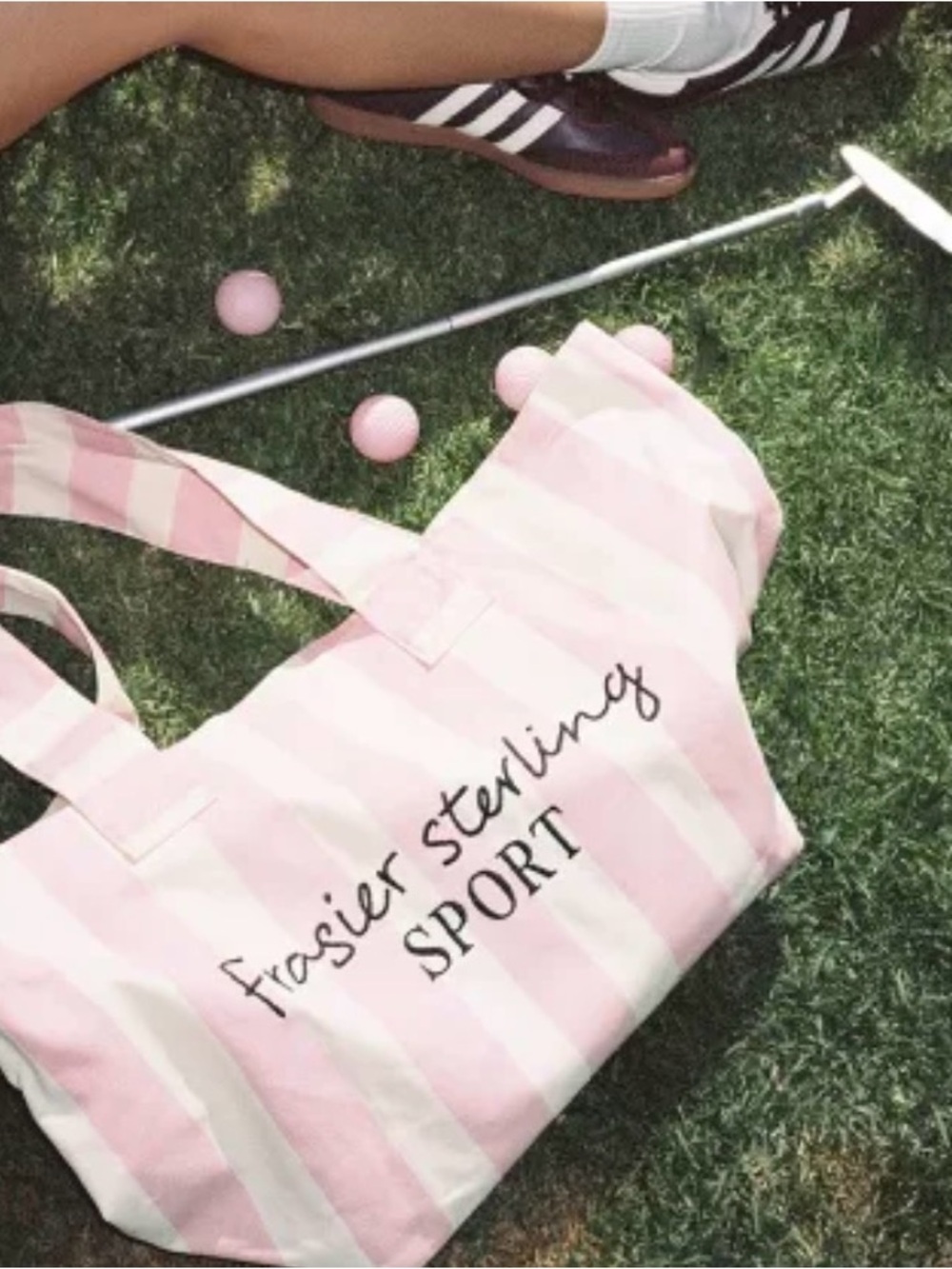 NWT Frasier Sterling Sport Pink & Cream Cotton Canvas Tote Bag HUGE - Picture 2 of 14
